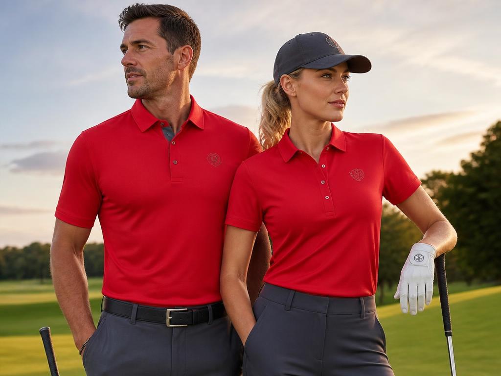 Deux golfeurs portant des textiles sportifs personnalisables